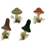 Set 4 ornamente de brad ciupercute cu clips, 7 cm, sticla, multicolor