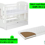 Patut Cu Sertar Klups Safari Giraffe Alb + Saltea 12 MyKids MyDreams II