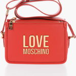 Moschino Love Textured Faux Leather Camera Bag With Golden Logo Plaqu Red, Moschino