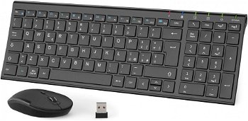 Set de tastatura si mouse iClever, negru, aluminiu/plastic