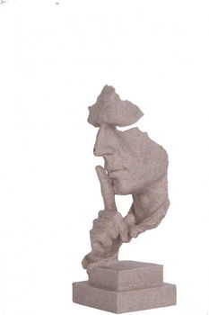 Sculptura statuie Mubeey, gresie/rasina, gri, 31,5 cm