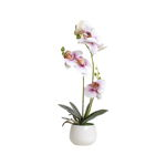 Orhidee cu aspect natural in ghiveci ceramic alb, diametru 10cm, H 42 cm / CD5146_Roz pal, 