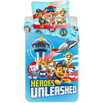 Set lenjerie de pat copii Brand Mac, Paw Patrol Heroes, 1 persoana, 2 piese, bumbac, multicolor, 100x135 cm, 40x60 cm