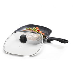 Tigaie grill + capac Cooking by Heinner Stone Collection inductie aluminiu 28 x 4 cm Tigaie grill + capac Cooking by Heinner Stone Collection inductie aluminiu 28 x 4 cm