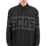 GCDS Denim Shirt With Laser Logo Band BLACK, GCDS