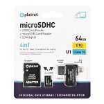 Card memorie PLATINET MICRO SD CARD 64GB OTG/CARD READER/ADAPTOR PL