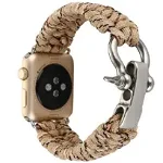 Curea iUni compatibila cu Apple Watch 1/2/3/4/5/6/7, 40mm, Elastic Paracord, Rugged Nylon Rope, Cream, iUni