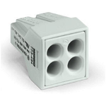 PUSH WIRE® connector for junction boxes; for solid and stranded conductors; for Ex applications; max. 2.5 mm²; 4-conductor; light gray housing; light gray cover; Surrounding air temperature: max 60°C; 2,50 mm², Wago