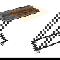 Masa de cafea, Vasagle, pe roti, pal si metal, maro rustic, 50x35x61 cm, Vasagle