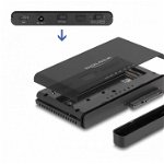 Convertor, Delock, USB-C/M.2/SATA SSD/HDD, Functie de clonare, Negru