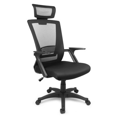 Scaun de Birou, Dr.Home Pixy XL, Suport Lombar, Tetiera, Mesh - Negru,