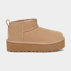 UGG cizme de zapada din piele intoarsa CLASSIC ULTRA MINI PLATFORM culoarea bej, Ugg