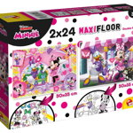 Puzzle de podea, Lisciani, Disney Minnie Mouse, Maxi, 2 x 24 piese, Lisciani