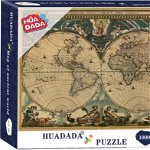 Puzzle de 1000 de piese HUADADA, model Harta Lumii, carton, multicolor, 50 x 70 cm