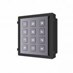 Modul de extensie videointerfon cu tastatura Hikvision DS-KD- KP/S;.permite formarea codului de apartament sau a codului de acces; montaj aplicat sau ingropat (accesoriile de montaj nu sunt incluse); iluminare pe timp de noapte; protectie: IP65, IK7; Dime