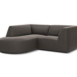 Coltar modular stanga 3 locuri, Ruby, Micadoni Home, BL, forma rotunjita, 186x180x69 cm, catifea, gri inchis, Micadoni Home