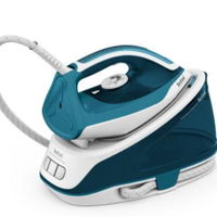 Statie de calcat Tefal Express Essential SV6115E0, 2200W, 5.2 bar, jet de abur 280 g/min, abur variabil 0-120 g/min, rezervor 1.4L, oprire automata, sistem anti-picurare, tehnologie Calc Clear, talpa Xpress Glide, alb/ verde