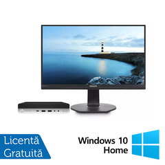 Pachet Calculator Refurbished HP ProDesk 600 G3 Mini PC, Intel Core i5-6500T 2.50GHz, 8GB DDR4, 240GB SSD + Monitor 24 Inch + Windows 10 Home