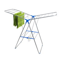 Uscator de rufe, 60 x 137 x 92 cm, metal/plastic, Argintiu/Albastru