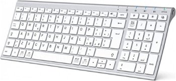 Tastatura Wireless iClever, Bluetooth 5.1, alb/argintiu