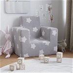 Canapea pentru copii vidaXL, gri deschis cu stele, plus moale, 52 x 39 x 50 cm, 1.5 kg