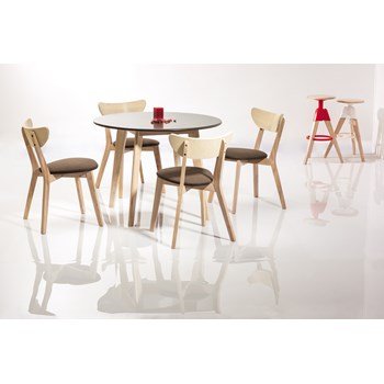 Set masa din MDF si lemn de stejar Helsinki Grey / Sonoma Oak + 4 scaune CD-37 Grey, Ø100xH75 cm