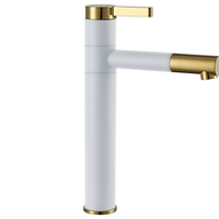 Baterie inalta pentru lavoar Rea Smart Alb Lucios cu Auriu Lucios, Rea Baterie inalta pentru lavoar Rea Smart Alb Lucios cu Auriu Lucios, Rea