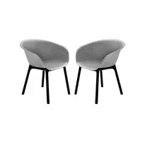 Set 2 scaune dining tip fotoliu cu aditiv de protectie anti UV, 61x64x74 cm, gri, Raki