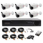Sistem supraveghere 6 camere Rovision oem Hikvision 2MP full hd, DVR Pentabrid 5 in 1, 8 canale, accesorii si hard incluse, Rovision