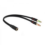 Cablu splitter audio Jack 3.5 4 pini mama la Jack 3.5 tata casti si Jack 3.5 tata microfon, 19cm, PLS