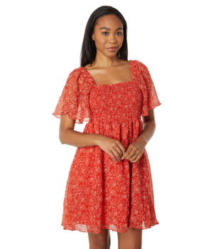 Imbracaminte Femei Madewell Seersucker Lucie Tie-Back Mini Dress in Piazza Floral Fresh Chili, Madewell