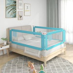 Balustradă de protecție pat copii, albastru, 180x25 cm, textil, Casa Practica