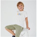U.S. Polo Assn., Set de tricou cu imprimeu si pantaloni - 2 piese, Alb/Kaki, 104-110 CM