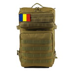 Rucsac militar, 45L, 600D polyester, steag tricolor, kaki