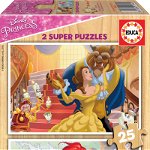Puzzle lemn 2 in 1 Educa - Disney Princess, 2 x 25 piese