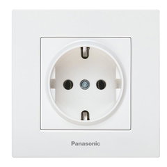 Priza simpla SCHUKO, monobloc, 250V 16A, montaj incastrat, alb, IP20, Karre Plus Panasonic P-KPS