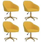 Set scaune de masa pivotante vidaXL, 4 buc., galben, catifea, 63 X 56 X (76-88) cm, 12.85 kg