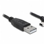 Cablu periferice DeLOCK USB 2.0 Male tip A - miniUSB 2.0 Male tip B, conector 90 grade, 2m, negru