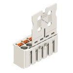 1-conductor female plug; Gripping plate; 2.5 mm²; Pin spacing 5 mm; 4-pole; 2,50 mm²; light gray, Wago