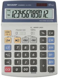 Calculator de birou SHARP 12 digits, 195 x 140 x 23 mm, dual power, gri