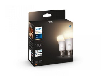 2 Becuri LED inteligente A60, Bluetooth, E27, 9.5W (75W), 1055 lm, lumina calda (2700K), Philips