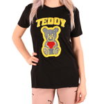 Tricou negru 3D Teddy cu aplicatii metalice - cod 42195, 