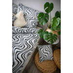 Lenjerie de pat din bumbac satinat Cotton House Waves, 140 x 200 cm, alb - negru, Cotton House