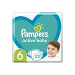 Scutece Active Baby Marimea 6 pentru 13-18kg, 32 bucati, Pampers , Pampers