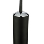 Perie pentru toaleta cu suport, Wenko, Brasil Black, 10 x 37 cm, plastic, negru, Wenko