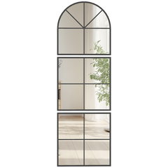 HOMCOM Oglindă murală arhitectonică 60 x 180 cm fereastră cu cadru metalic, pentru salon, dormitor, hol, negru | Aosom Romania, HOMCOM