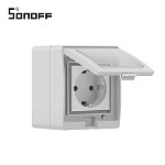 Priza inteligenta pentru exterior Wi-Fi Sonoff S55F, Control de pe telefonul mobil, Control vocal, Distribuire control acces, Timer, Smart scenes, Rezistenta la apa