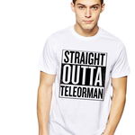 Tricou alb barbati - Straight Outta Teleorman, THEICONIC