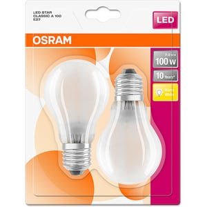 Set 2 becuri LED OSRAM mat, E27, 11W, 1521lm, lumina calda