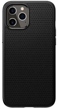 Husa Premium Originala Spigen Liquid Air Compatibila Cu iPhone 12 Pro Max Negru Silicon
